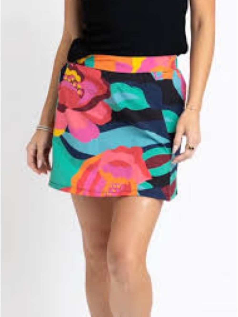 Karlie Bold Floral Mini Skirt in Navy, Pink & Teal